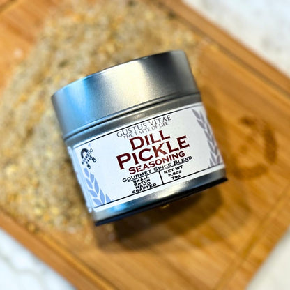 Dill Pickle Seasoning | All Natural | Non GMO | 1.7 oz (48 g) | Gourmet Spice Mix | Small Batch | Artisanal Rub | Seasoning Pack | Magnetic Tin | Gustus Vitae | #253