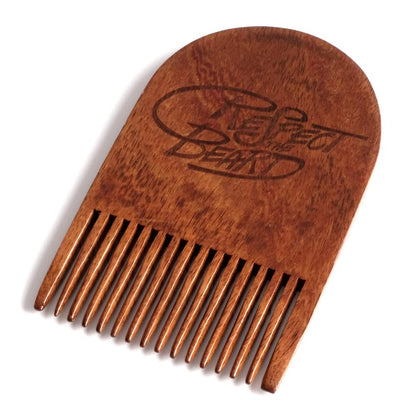 Respect The Beard Handmade Fine Tooth Wooden Beard Comb for Men by BEARD GAINS, Shape and Style With Pocket Comb