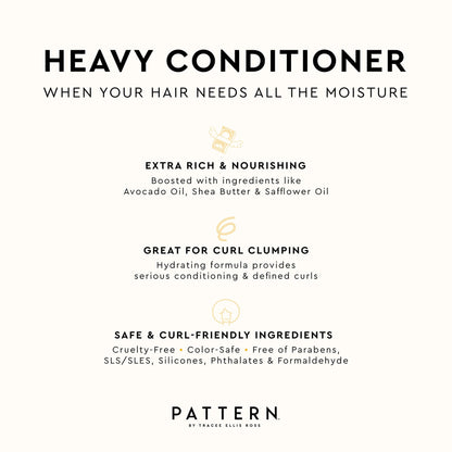 PATTERN Beauty by Tracee Ellis Ross Heavy Conditioner, 13 Fl Oz, Avocado Oil, Shea Butter & Safflower Oil, Rich Moisture for Curlies, Coilies and Tight-Textures, 3a-4c