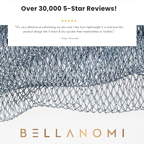 BELLANOMI African Exfoliating Net Sponge, Authentic, Ethically sourced from Nigeria, 45 inches Long, Back Scrubber for Daily use (Slate)