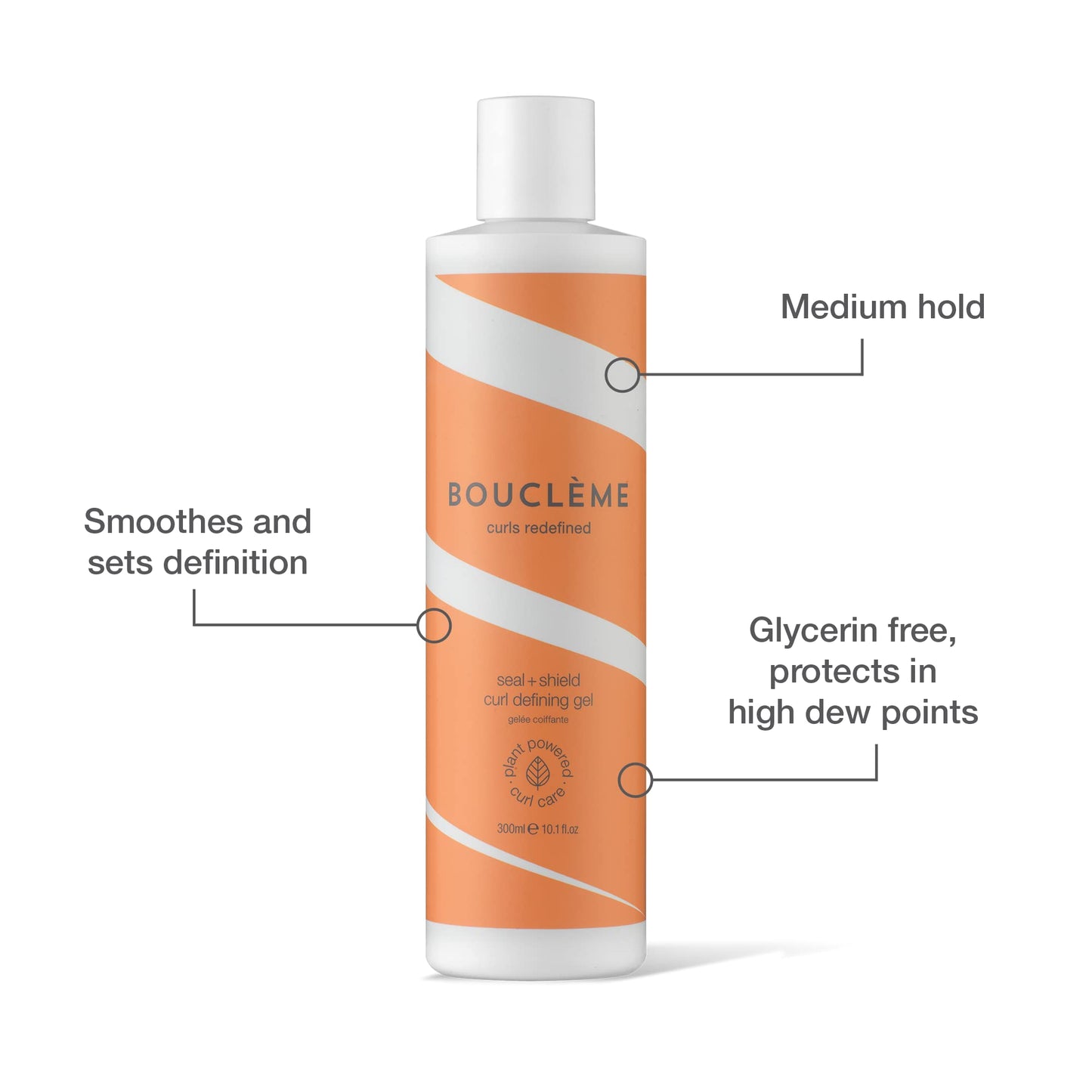 Boucléme Seal + Shield Curl Defining Gel - Strong Hold Gel to Protect Against Humidity - 95.69% Naturally Derived Ingredients and Vegan - 10.1 fl oz