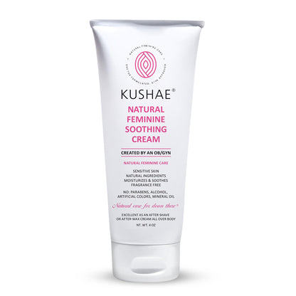 Kushae Feminine Soothing After Shave Cream - OB/GYN Made, Natural, Fragrance Free, Aloe-Based, pH Balanced Intimate Moisturizer for Women 4oz