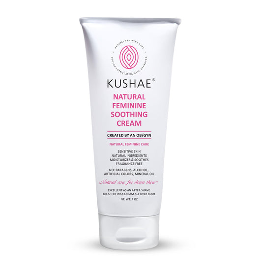 Kushae Feminine Soothing After Shave Cream - OB/GYN Made, Natural, Fragrance Free, Aloe-Based, pH Balanced Intimate Moisturizer for Women 4oz