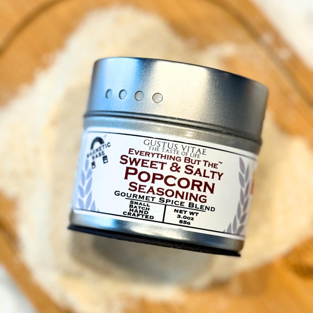 Everything But The Sweet & Salty Popcorn Seasoning | Hand Crafted | All Natural | Non GMO | 3oz (85g) | Gourmet Spice Mix | Small Batch | Artisanal Rub | Seasoning Pack | Magnetic Tin | Gustus Vitae | #232