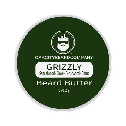 Oak City Beard Company - Grizzly - 4 Ounce - Beard Butter - Beard Conditioner - Sandalwood - Clove - Cedarwood - Citrus