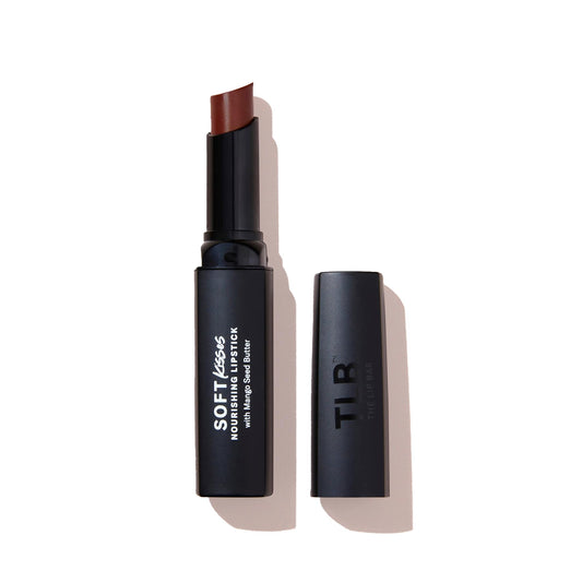 The Lip Bar Soft Kisses Nourishing Vegan Lipstick, with Moisturizing Mango Seed Butter, Satin Finish, Good Side - Cocoa Brown