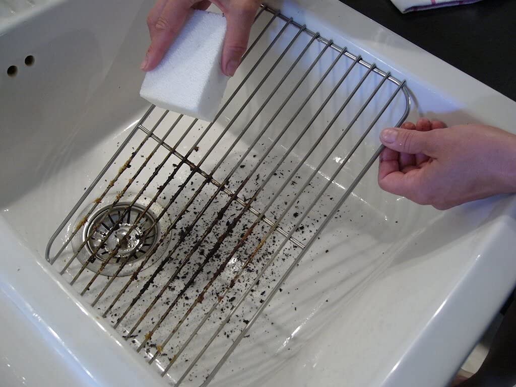 COMPAC HOME Magic-Stone Kitchen Cleaner Scrub - 2-Sided Scouring Stone, Easily Removes Stubborn Food Grime, Grease, 4 Count, White/Green