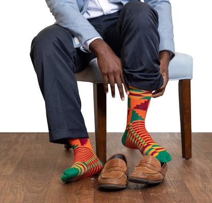 ADVANSYNC Premium Kente Cloth Socks (9-12, 3 Pack Bundle No 1)