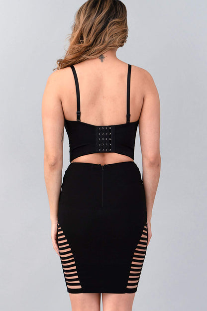 2Chique Boutique Women's Rhinestone Beaded Push Up Bustier Bra Crop Top (Small) Black