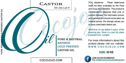 Dr Joe Lab Castor Oil - Pure, Refined, Non-GMO Cold Pressed - 32 oz - for Hair Skin Nails Body Skin Eyelashes Brows Beard Mustache Salon - Packaging May Vary