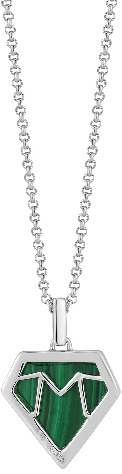 MATEO New York, Pentagon Necklace, Malachite