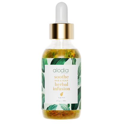 Alodia Soothe Hair & Scalp Herbal Infusion - 2 oz Leave-on Scalp Oil Serum to Calm Dry, Irritated & Flaking Scalps - with Chamomile, Jojoba Oils, Egyptian Calendula Flowers & Safflower - Nut-free