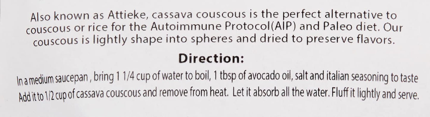 Kopabana Premium Cassava Couscous | AIP Rice | Paleo Compliant |Grain-Free | High Fiber |Non-GMO | Attieke | 1lb