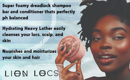 Lion Locs Shampoo Bar & Conditioner - Works for All Hair Types - Dreadlocks, Microlocs, Sisterlocks, Wicks, Brotherlocks, Braids | Build Up & Residue Free (5oz)