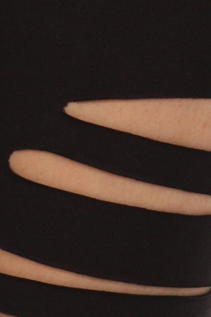 2Chique Boutique Women's Front Slashed Stretch Leggings S Black