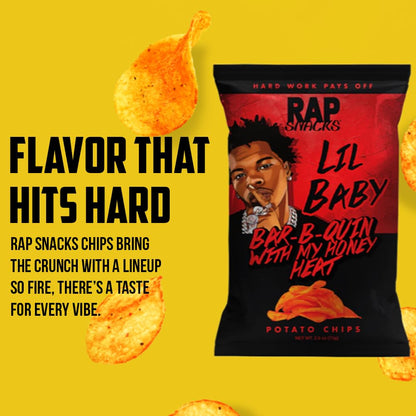 Rap Snacks Lil Baby Bar-B-Quin' With My Honey Heat Potato Chips 2.5 Oz Bags - Pack of 12