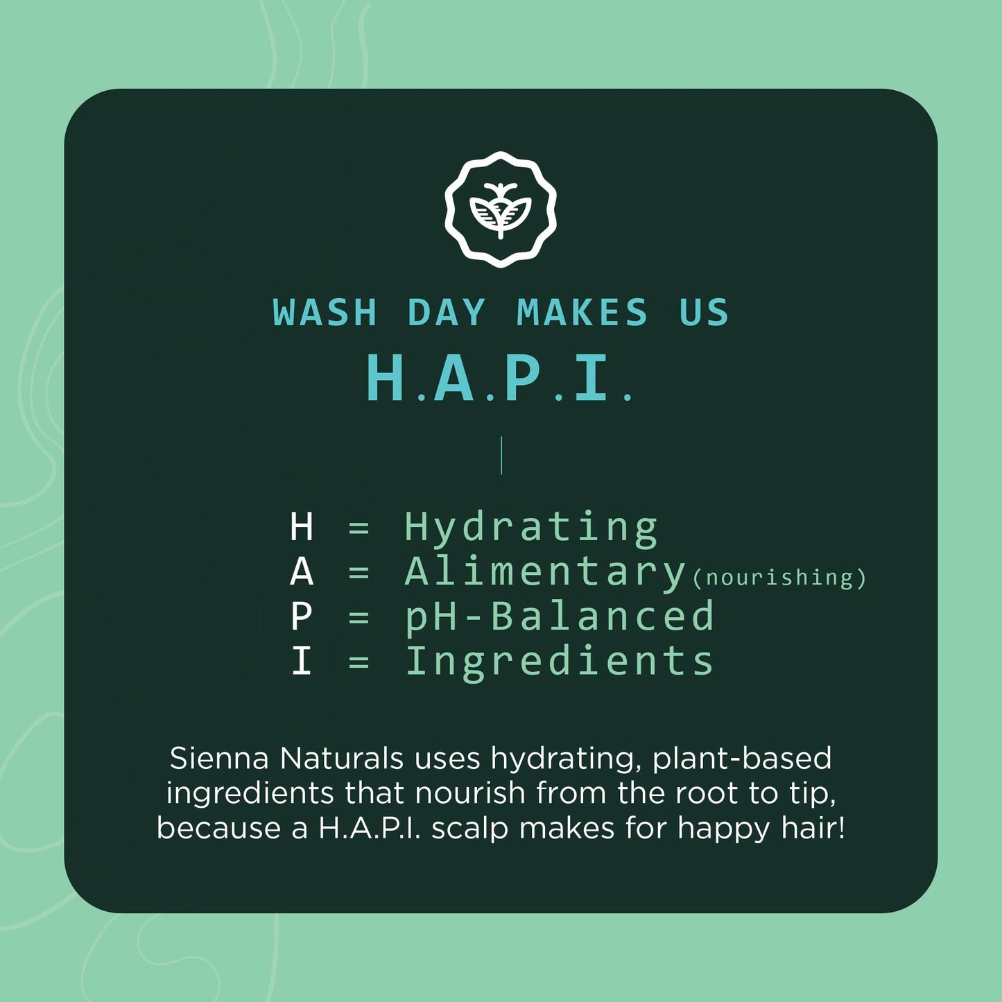 Sienna Naturals - H.A.P.I. Shampoo – Anti Frizz - Sulfate-Free, Scalp-Nourishing & Hydrating Cleanser – Gently Removes Buildup Without Stripping – pH-Balanced, Vegan & Clean Formula - 11oz