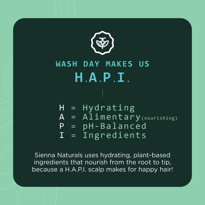 Sienna Naturals - H.A.P.I. Shampoo – Anti Frizz - Sulfate-Free, Scalp-Nourishing & Hydrating Cleanser – Gently Removes Buildup Without Stripping – pH-Balanced, Vegan & Clean Formula - 11oz