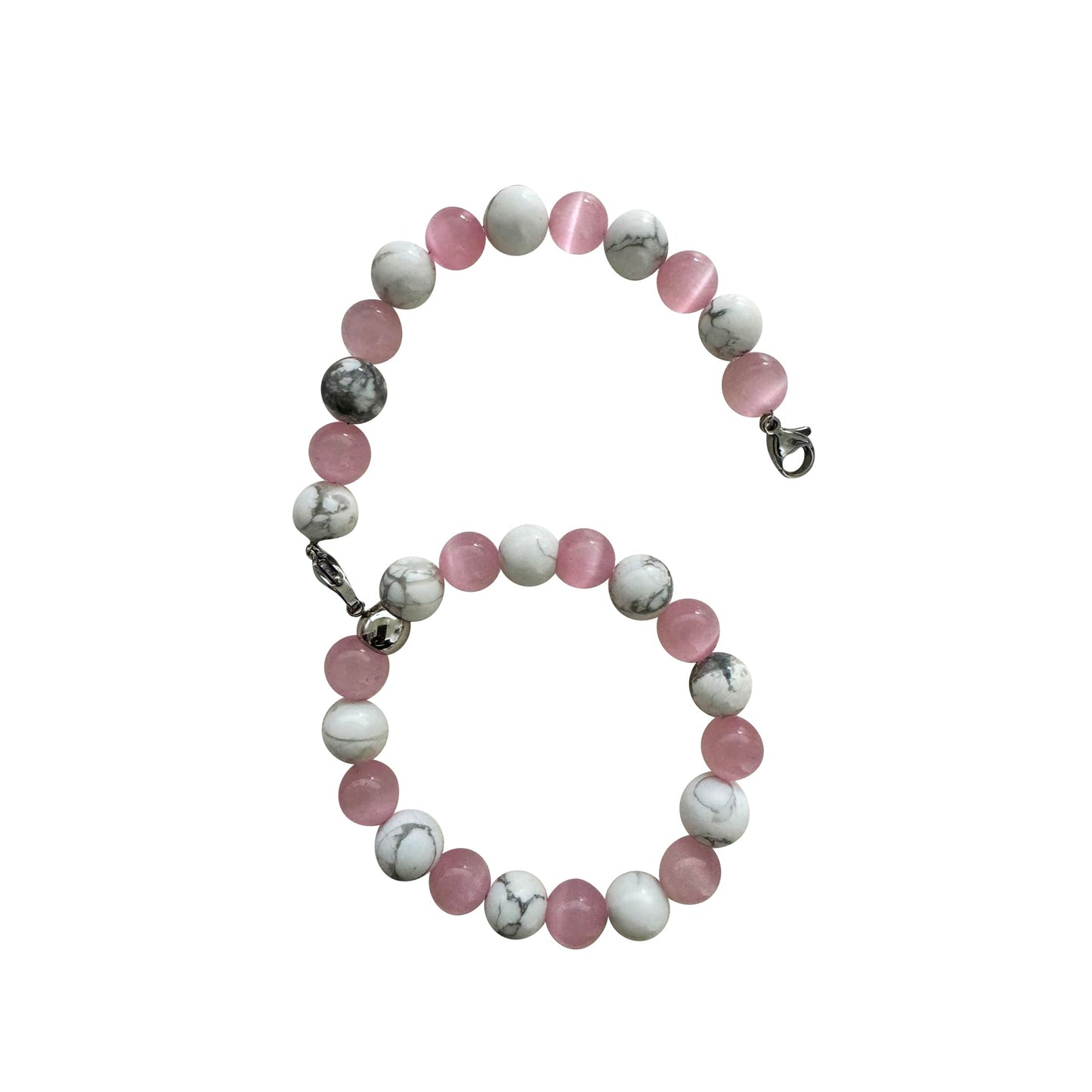 Locsanity Interlocking, Sisterlock, Dreadlock, Crochet Tool Bracelet Holder, Pink Beads (Pink/GreyMarble)