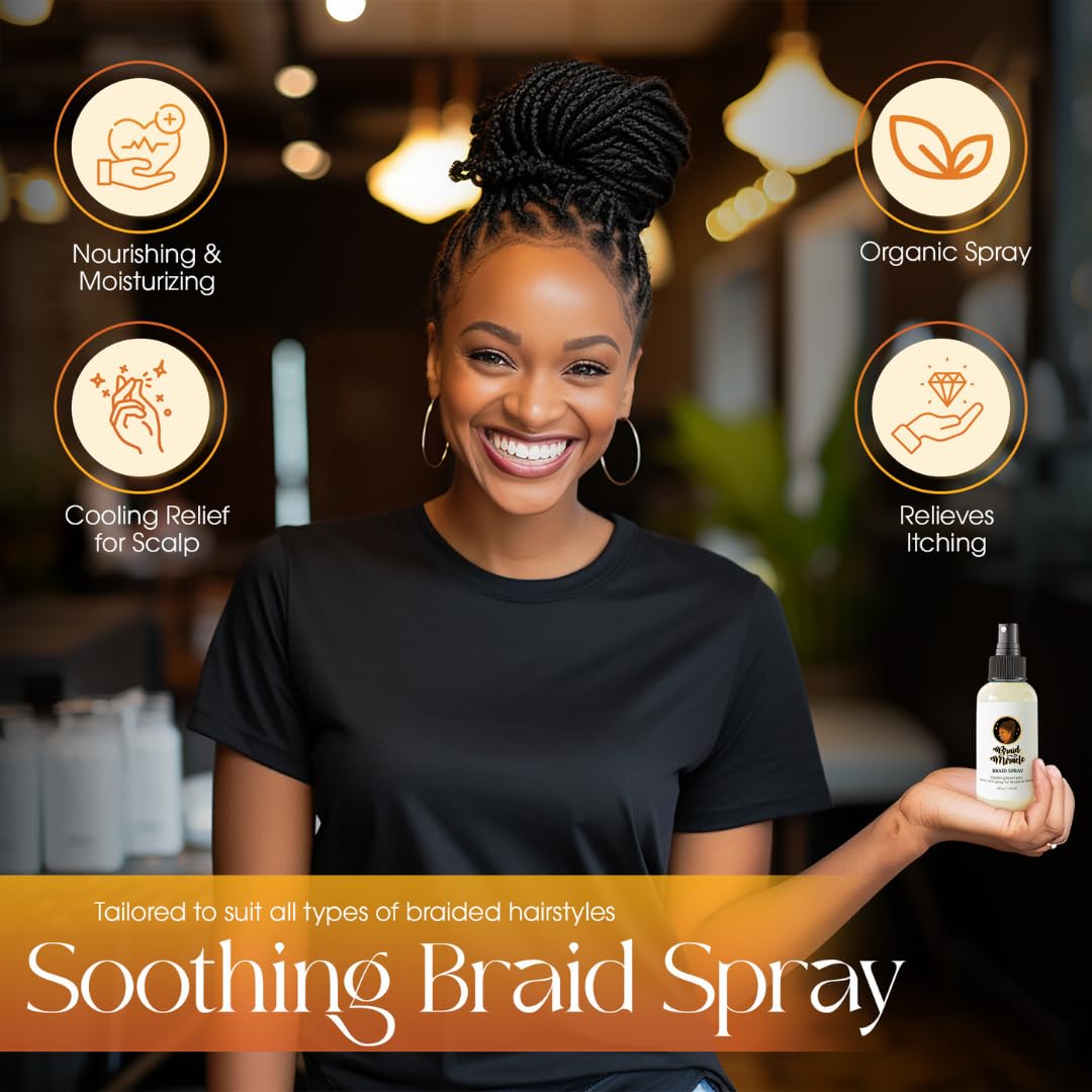 Braid Miracle Magic Soothing Spray - Moisturizing for Braids, Locs, Twists, Cornrows, and Crochet, With Banana Juice, Organic Essential Oils, and Refreshing Mint Scent, 4 oz