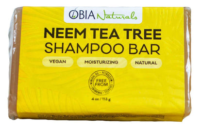 OBIA Naturals Neem Oil & Tea Tree Oil Solid Shampoo Bar for All Hair Types - Vegan, Sulfate Free, Silicone Free, Paraben Free, Phthalate Free, Eco-Friendly; Handmade in USA, 4 oz