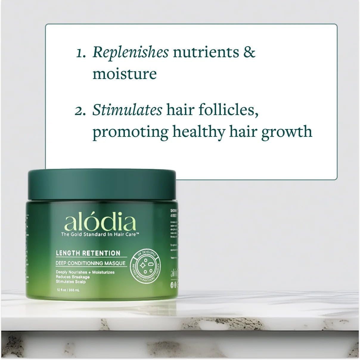 ALODIA Deep Conditioning Masque, 12 oz - Nourish & Hydrate with Avocado Oil & Peppermint Oil - Deep Conditioner for Curly Hair - Hair Mask for Scalp & Hair Health