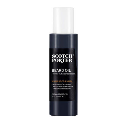 Scotch Porter Smoothing Beard Oil – Nourishing Oil Seals in Moisture & Smooths Flyaways for a Frizz-Free, Fuller/Healthier-Looking Beard with All-Day Shine – Original Scent, 1.7 oz. Bottle