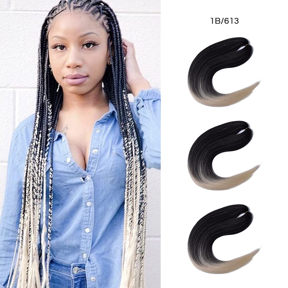 Dosso Beauty Single Pack Hypoallergenic Pre-Stretched Braiding Hair (28", 1B/613), Itch-Free, Fast Drying, Light-weight, Hot Water Set, Soft Texture, Straight