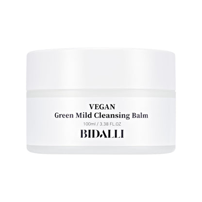 BIDALLI Vegan Green Mild Cleansing Balm – Non-Irritating Korean Makeup Remover & Hydrating Facial Wash for All Skin Types - 100% Vegan, Clean & Cruelty-Free Beauty (100ml / 3.38 Fl. Oz.)