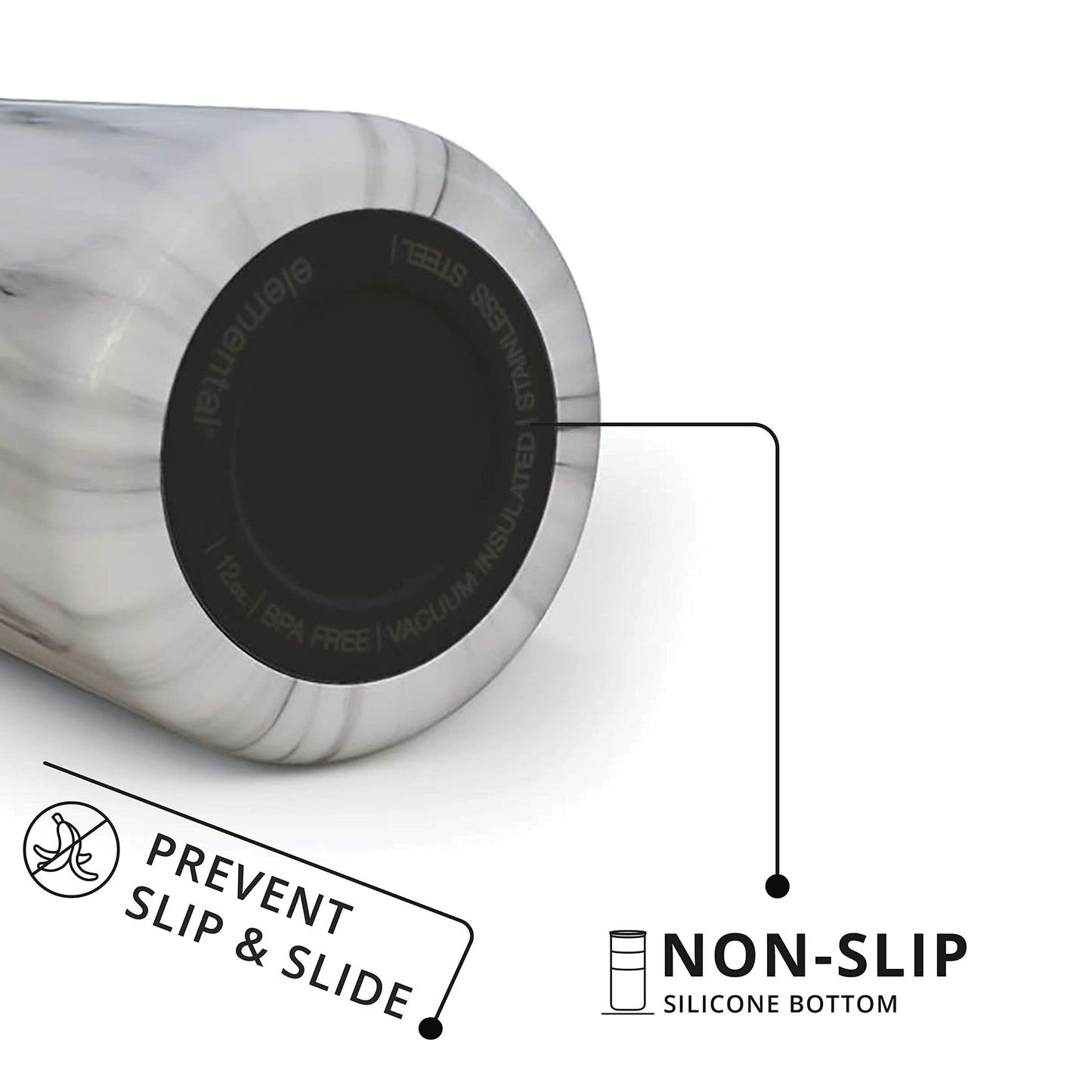 Elemental Artisan Insulated Tumbler, Triple Wall Coffee Travel Tumbler, Reusable Stainless Steel Coffee Tumbler with Ceramic Lid, Thermal Coffee Cup for Hot (6 Hrs) & Cold (18 Hrs) 16oz - White Marble