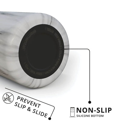 Elemental Artisan Insulated Tumbler, Triple Wall Coffee Travel Tumbler, Reusable Stainless Steel Coffee Tumbler with Ceramic Lid, Thermal Coffee Cup for Hot (6 Hrs) & Cold (18 Hrs) 16oz - White Marble