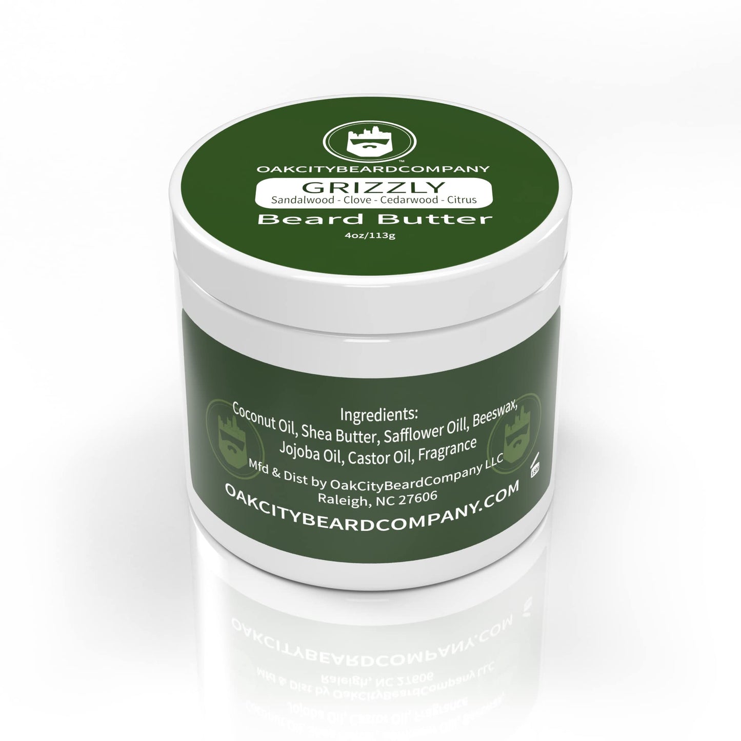 Oak City Beard Company - Grizzly - 4 Ounce - Beard Butter - Beard Conditioner - Sandalwood - Clove - Cedarwood - Citrus