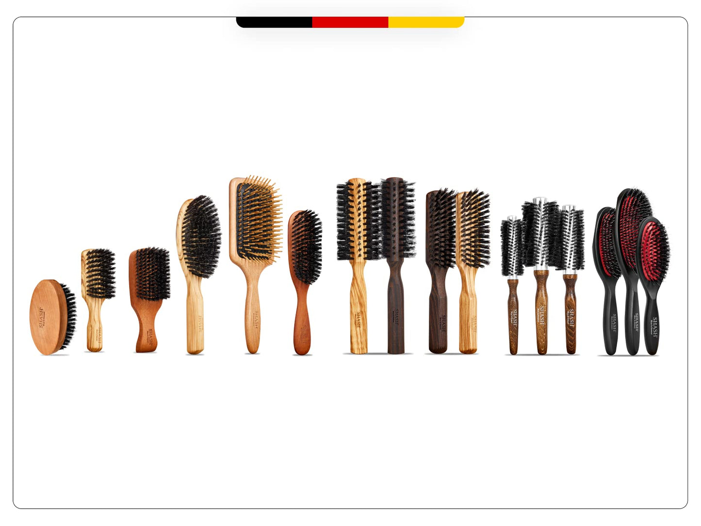 SHASH Since 1869: Handmade in Germany - The Go-To 100% Boar Bristle Hair Brush for Thin to Normal Hair | Naturally Conditions, Improves Texture, Exfoliates, and Stimulates the Scalp