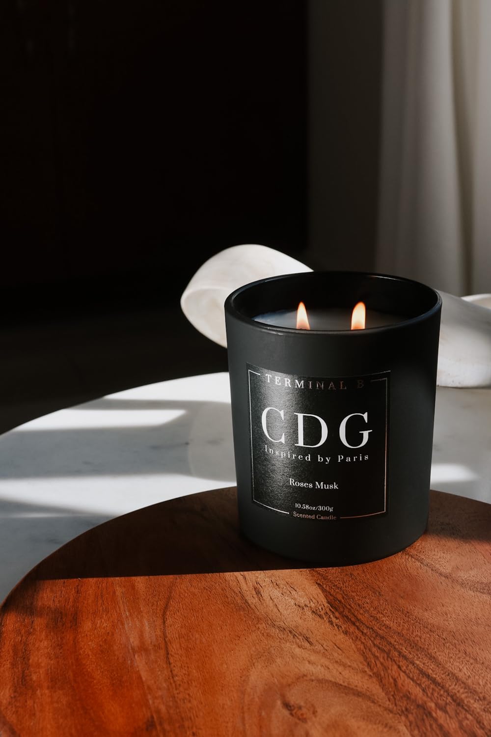 TERMINAL B Luxury Scented Candle, CDG - Paris: Roses Musk, Travel Inspired Airport Coded Candle, 10.58 oz, 60 Hour Burn Time, Made in Los Angeles