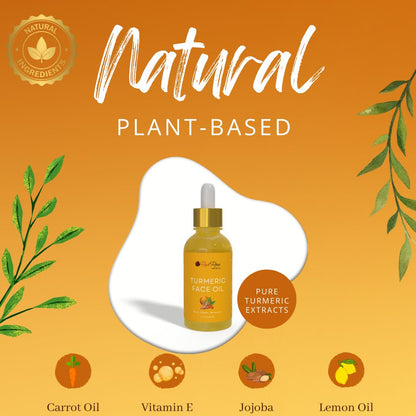 Red Rose Naturals Turmeric Face Oil - Facial Serum & Moisturizer with Vitamin C for Women & Men, Hydrates & Revitalizes Dull Skin - All Skin Types - Made with Turmeric Essential Oil- 1 oz.