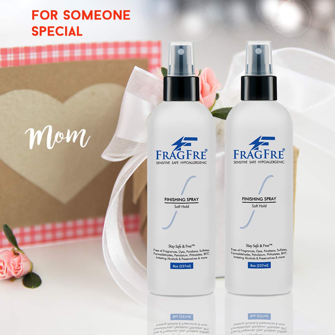 FRAGFRE Hair Finishing Spray 8 oz - Flexible Soft Hold - Hair Spray for Sensitive Skin - Fragrance Free Hypoallergenic Parabens Free - Non Irritating Quick Dry Denatured Alcohol - Gluten Free Vegan