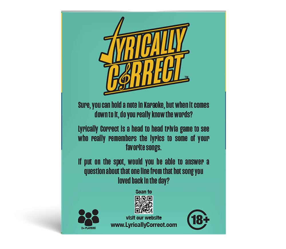 Lyrically Correct Music Trivia Card Game | Multi-Generational Family Gatherings, Adult Game Night and Fun Trivia (90's Expansion Pack)