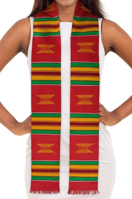 ADVANSYNC Kente Cloth Graduation Stole Red, Yellow or Purple (Red)