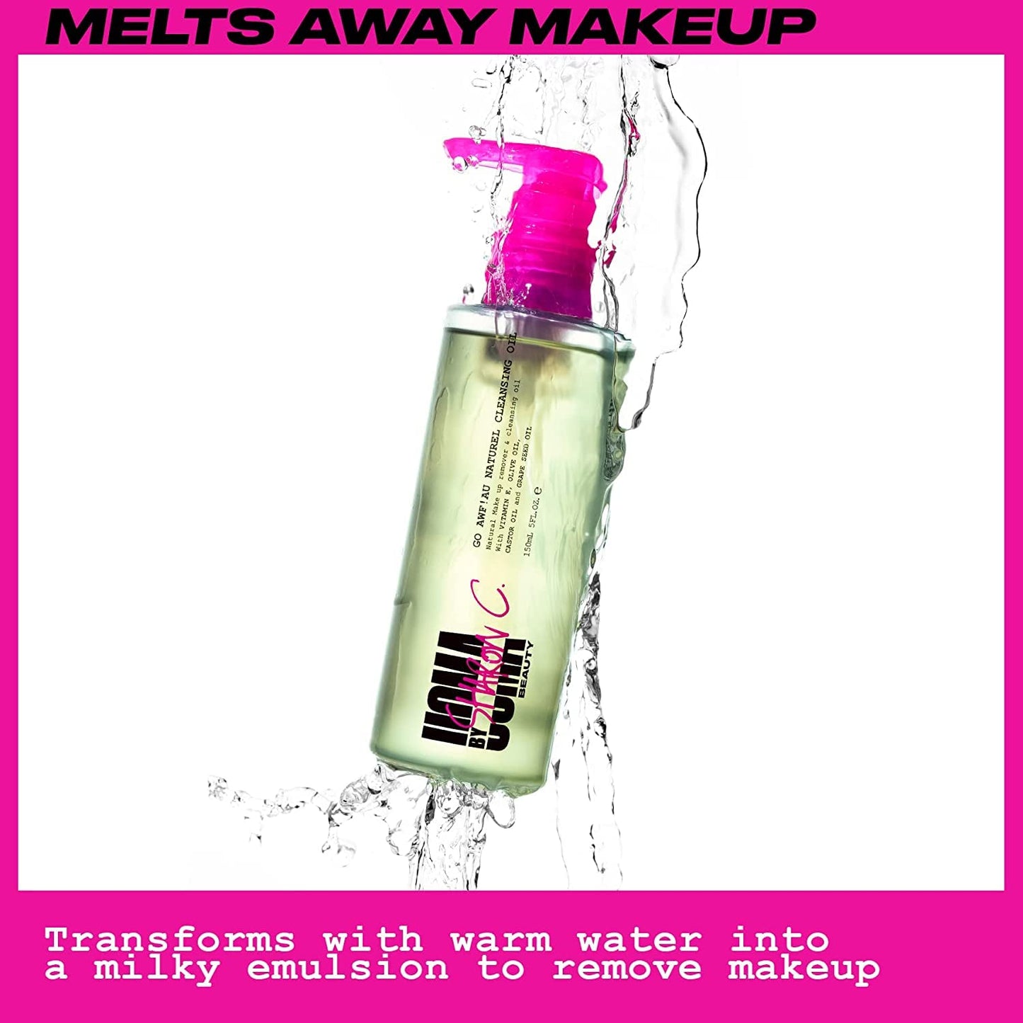 UOMA Cleansing Oil by Sharon C - Go Awf Au Naturel Cleansing Oil. Face Wash & Make Up Remover for All Skin Types, Hydrating Oil Cleanser with Natural Oils & Vitamin E. Vegan Skincare 150ml