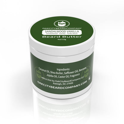 Oak City Beard Company - Sandalwood Vanilla - 4 Ounce - Beard Butter - Beard Conditioner - Sandalwood - Vanilla - Tonka Bean