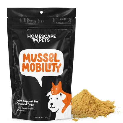 Homescape Pets Mussel Mobility - Green Lipped Mussel & Turmeric for Dogs - Hip & Joint Pain Relief Anti-Inflammatory Meal Topper Powder - Better Mobility, Less Stiffness and Aches - Vet Recommended