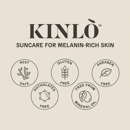 Kinlo Protect Your Melanin Gift Set (Deep) with Neck Scarf | Golden Rays Sunscreen in SPF 50+ Tinted Sunscreen for Face with SPF 50 with Black Silk Scarf Gift Set for Women