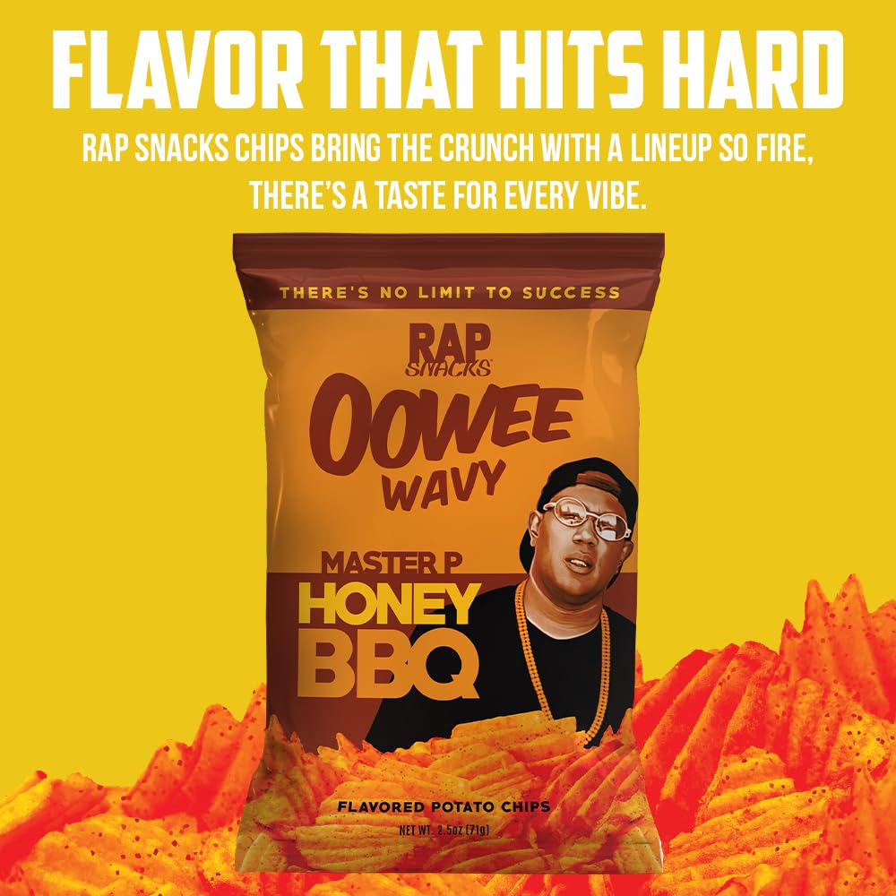 Rap Snacks Master P Honey BBQ Wavy Potato Chips 2.5 Oz Bags - Pack of 12
