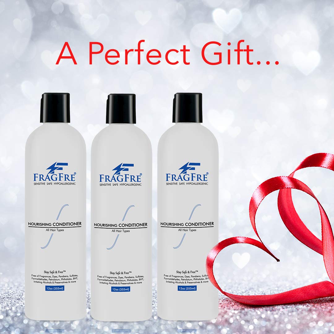 FRAGFRE Fragrance Free Conditioner 12 oz (3-Pack Gift Set) - Parabens Free Hypoallergenic - Hair Conditioner for Sensitive Skin - Deep Conditioning for Normal Treated and Fragile Hairs - Vegan GF/CF