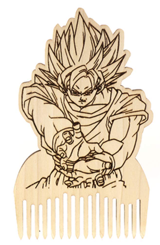 DBZ GOKU Super Sayian Wooden Beard Comb | Portable Pocket-Sized Facial Hairs Comb for Styling, Shaping and Grooming by BEARD GAINS | MADE IN USA