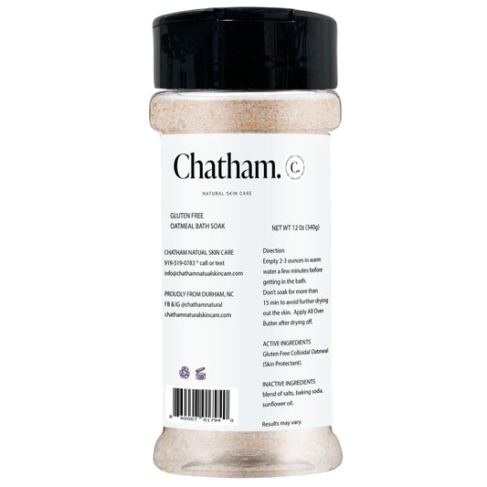 Chatham Oatmeal Bath Soak with Gluten Free Colloidal Oatmeal 12oz | Dry Itchy Irritated Skin Relief | Gentle & Safe for All Ages