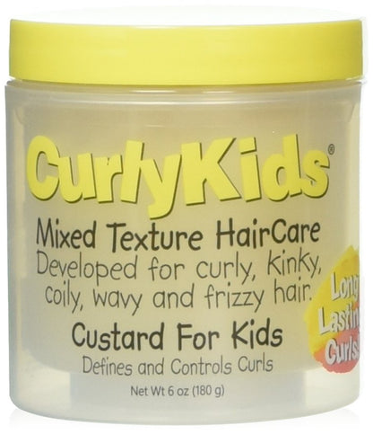 CurlyKids Mixed HairCare Custard for Kids – Lightweight Curl Defining Custard for Curly, Coily, Kinky & Wavy Hair – Frizz Control, Moisturizing & Shine-Boosting Hair Care for Kids – 6oz