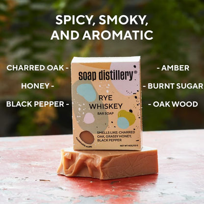 Soap Distillery Whiskey Lovers Three Soap Pack - Soap for Men and Women - Sweet and Spicy - Soap Gift Set - Woody, Oak Barrel, Vanilla, Cedarwood Fragrance