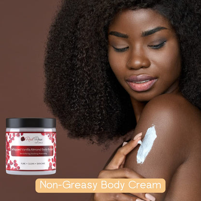 Red Rose Naturals Whipped Body Butter, Scented Vanilla Body Moisturizer 8 oz., Coconut Oil & Shea Butter for Sensitive, Dry Skin, Non-Greasy, Soft & Creamy, Natural Skincare for Women & Men – Vegan