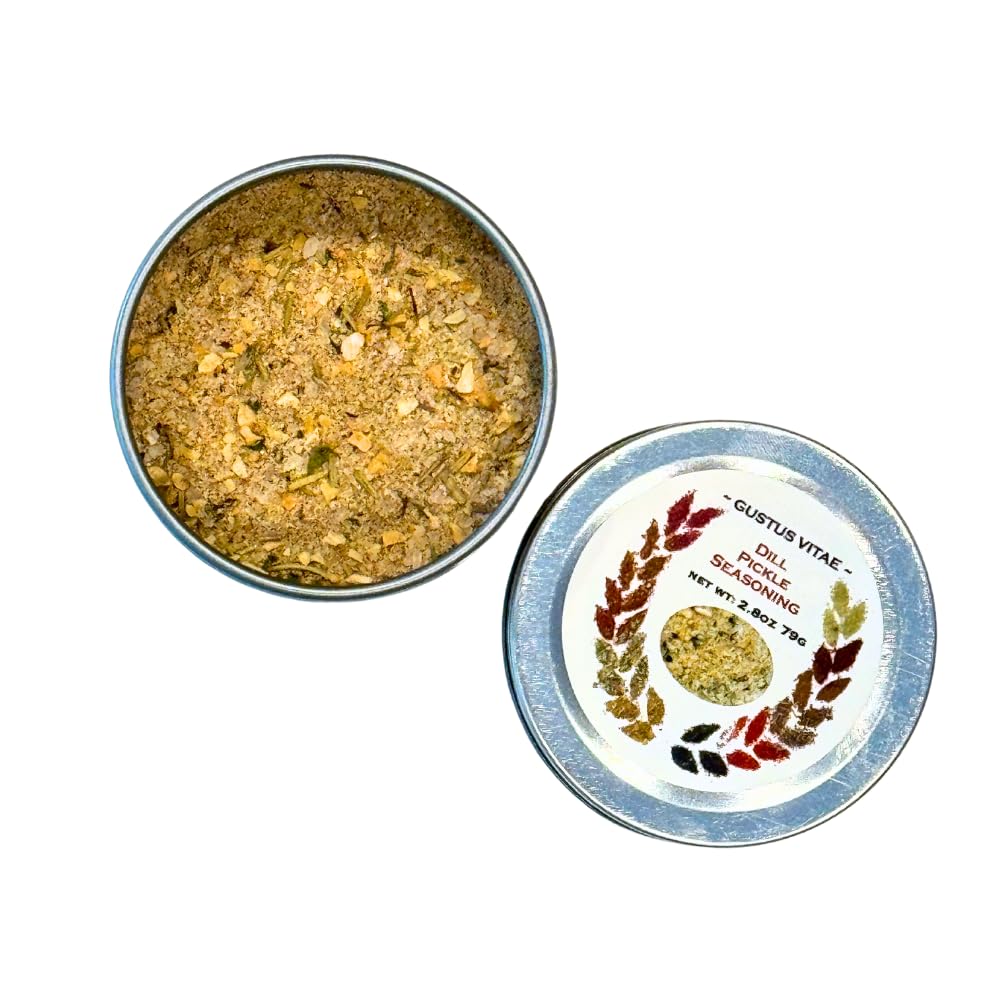Dill Pickle Seasoning | All Natural | Non GMO | 1.7 oz (48 g) | Gourmet Spice Mix | Small Batch | Artisanal Rub | Seasoning Pack | Magnetic Tin | Gustus Vitae | #253